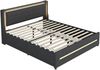Polsterbett Leinenstoff mit LED & 4 Schubladen, 160x200 cm, Grau, ohne Matratze Bild 5