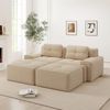 2-Sitzer Modulares Sofa aus Cord mit boneless Design & 2 Ottomanen, beige Bild 3
