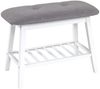 Sitzbank >Eder 1< in weiß-grau aus Bambus, Polyester - 60x44x30cm (BxHxT) Bild 1