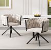 Esszimmerstuhl in Beige H 71 x T 51 x B 61 cm mit Samtbezug, 360° drehbar, ergonomischer Rückenlehne und Stahlgestell Bild 2
