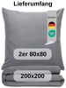 Komfortec Premium Bettwäsche 200x200 mit 2 Kissenbezug 80x80 cm Set aus Gebürstetes Mikrofaser - Grau Bild 4
