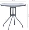 vidaXL Gartentisch Hellgrau 80 cm Stahl und Glas 312215 Bild 5