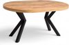 Runder Ausziehtisch Ø110/210 cm, Eiche Craft mit schwarzen X-Metallbeinen Bild 4
