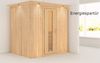 Karibu Sauna Bodin mit Dachkranz + 9kW Saunaofen mit integrierter Steuerung Graphit-Ganzglastür Bild 4