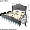 Merax Polsterbett 160×200, Doppelbett mit 4 Schubladen, LED-Beleuchtung und USB-C-Ladeanschluss, Stauraumbett und Jugendbett mit Lattenrost, Samt, Grau, ohne Matratze Bild 4