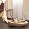 lionto Katzenbett, extra weiches Doughnut-Bett für Katzen, gemütlich, pflegeleicht & stilvoll, 55 cm Durchmesser, braun Bild 2