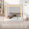 EMKE Schminkspiegel mit Beleuchtung LED Kosmetikspiegel Drehbar Make Up Spiegel mit Touchschalter, 3 Lichtfarben Dimmbar und Memory-Funktion, Weiß, 60x51,6cm Bild 4