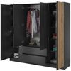 Bettso 'NELLY' Kleiderschrank mit Lamellen, Holzwerkstoff Graphit 200x51x206 cm Bild 2