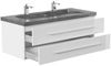 Badmöbel Granit G654 Damo 130 cm 2 Hahnlöcher SoftClose weiß hochglanz : Weiss hochglanz Bild 4