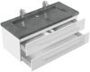 Badmöbel Granit G654 Damo 130 cm 2 Hahnlöcher SoftClose weiß hochglanz : Weiss hochglanz Bild 2