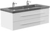 Badmöbel Granit G654 Damo 130 cm 2 Hahnlöcher SoftClose weiß hochglanz : Weiss hochglanz Bild 3