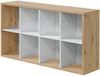 Dmora Alliers-Bücherregal, Wende-Bücherregal mit 8 Fächern, TV-Ständer mit mehreren Positionen, 72 x 33 x 137 cm, Eiche mit Knoteneffekt und Weiß Bild 5