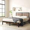 Zinus Kai Bett 90x200 cm - Höhe 23cm - Bambus und Metall Plattform Bettgestell mit Kopfteil und Stahl Lattenrost - Braun und Schwarz Bild 2