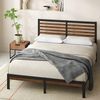 Zinus Kai Bett 90x200 cm - Höhe 23cm - Bambus und Metall Plattform Bettgestell mit Kopfteil und Stahl Lattenrost - Braun und Schwarz Bild 4