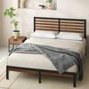 Zinus Kai Bett 90x200 cm - Höhe 23cm - Bambus und Metall Plattform Bettgestell mit Kopfteil und Stahl Lattenrost - Braun und Schwarz Bild 5