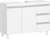 Waschbeckenunterschrank, Badezimmerschrank mit 3 Schubladen, Badezimmer Unterschrank, 2 Türen, 2 Fächer hinter Tür, freistehender Waschtischunterschrank, 30 x 90 x 64 cm, Weiß Bild 2