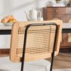 LVHOM 2er Set Esszimmerstuhl aus Chenille & Massivholz, Polsterstuhl mit Rattan-Optik, Küchenstuhl mit Metallbeinen, Beige Bild 5