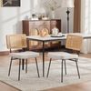 LVHOM 2er Set Esszimmerstuhl aus Chenille & Massivholz, Polsterstuhl mit Rattan-Optik, Küchenstuhl mit Metallbeinen, Beige Bild 2