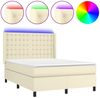 vidaXL Boxspringbett mit Matratze & LED Creme 140x190 cm Kunstleder 3139381 Bild 2