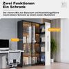 Merax 160cm Vitrine Hochschrank, Multifunktionsschrank - mit Glastür und LED, Seitenauszug, Rollschrank, Bücherregal, Badezimmerschrä, Esszimmerschrank, Schwarz & Weiß Bild 3