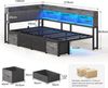 MSMASK Daybett Tagesbett Schlafsofa mit LED-Beleuchtung & Ladestation, Jugendbett mit 6 Staufächern und 6 Schubladen – Liegefläche 90x200 cm Bild 2