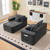 Modulares Mehrsitzer-Ecksofa H 65 x T 262 x B 144 cm aus Chenille in Schwarz, 2-teilig, flexibel kombinierbar Bild 3