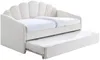Vente-unique - ELUSIA Bett SamtStoff Weiß - B 100 cm x H 116,5 cm x L 204 cm Bild 4