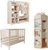 Kinderzimmer-Möbelset aus Massivholz und Holzwerkstoff, 3-teilig, Natur, Babybett mit Regal & Schrank Bild 3