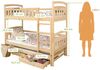 Kids Collective Etagenbett Hochbett Kinderbett 90x200 cm mit Lattenrost und Rausfallschutz, mit Ausziehbett, zwei Schubladen und drei Matratzen, natur Bild 3