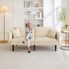 Schlafsofa Samt 2-in-1 verstellbar, mit klappbaren Armlehnen,Sofabett mit Massivholzfüßen & 2 Kissen,Beige Bild 5