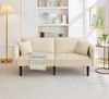 Schlafsofa Samt 2-in-1 verstellbar, mit klappbaren Armlehnen,Sofabett mit Massivholzfüßen & 2 Kissen,Beige Bild 4
