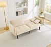 Schlafsofa Samt 2-in-1 verstellbar, mit klappbaren Armlehnen,Sofabett mit Massivholzfüßen & 2 Kissen,Beige Bild 3