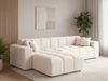 GRAINGOLD Ecksofa Loopo, Couch L-Form mit Wellenfeder, Velour-Stoff, Creme, Links Bild 3