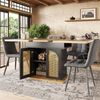 Ausziehbarer Esstisch 110-140x80x75 cm MDF Metall Rattan Stauraum Multifunktional,Schwarz & Natur Bild 3