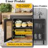 Ausziehbarer Esstisch 110-140x80x75 cm MDF Metall Rattan Stauraum Multifunktional,Schwarz & Natur Bild 5