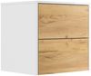 Design Nachttisch Concepto M 50cm hängend, 2 Pushauszüge Weiß Hgl Eiche : Weiss hochglanz / Eiche Gold Bild 3
