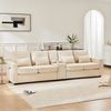 4-Sitzer Sofa mit Konsole, USB & Getränkehaltern, Leinen, 290x83x88 cm, Beige Bild 3