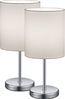 Reality Leuchten Tischleuchte Jerry, Ein-/Ausschalter, Leuchtmittel wechselbar, 2er-Set Tischlampe, Stoffschirm, weiß, Schnurschalter, Nachttischlampe Bild 3