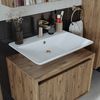 Roomart ATLANTIC-65 Badmöbel Set– 4-teiliges Badezimmermöbel Set - Waschbeckenunterschrank mit Keramikwaschbecken, Spiegelschrank & Hochschrank - H 45 x B 45 x T 65 cm • Eiche Bild 5