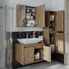 Roomart ATLANTIC-65 Badmöbel Set– 4-teiliges Badezimmermöbel Set - Waschbeckenunterschrank mit Keramikwaschbecken, Spiegelschrank & Hochschrank - H 45 x B 45 x T 65 cm • Eiche Bild 2