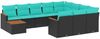 vidaXL 11-teiliges Gartensofa-Set mit Kissen, schwarzes Polyrattan 3226365 Bild 2