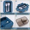 Venkuber Lunchbox 1400ml Bento Lunchbox – 3 Fächer: mikro/spülmaschinenfest, leckfest, Auslaufsicher, BPA-frei, 3 Fächer, 1400ml, inkl. Besteck, stilvoll. Bild 3