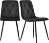 Esszimmerstuhl 4er-Set aus Twill-Samt mit Fischgrätenmuster und Metallgestell als elegante Küchen-Designstühle, schwarz Bild 3