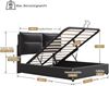 Polsterbett 140×200 cm mit hydraulischem Bettkasten, verstellbarem Kopfteil, Samt Schwarz Bild 5