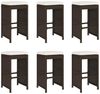 vidaXL Garten-Barhocker mit Kissen 6 Stk. Braun Poly Rattan 368691 Bild 2