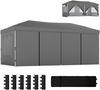 Faltbarer Pavillon 3x6 m mit 6 Seitenwänden, Taschen und Heringen, aus Metall und Oxford-Gewebe, dunkelgrau Bild 2