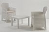 Dmora Outdoor-Lounge-Set Aneta, Gartenkomposition mit 2 Sesseln und 1 Couchtisch, Lounge in Rattan-Optik mit Kissen, 100 % Made in Italy, Weiß Bild 4