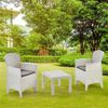 Dmora Outdoor-Lounge-Set Aneta, Gartenkomposition mit 2 Sesseln und 1 Couchtisch, Lounge in Rattan-Optik mit Kissen, 100 % Made in Italy, Weiß Bild 2