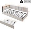 Merax Polsterbett 90 X 200cm Daybett Schlafsofa, Einzelbett mit 2 Schubladen und LED-Nachttischlampe, USB- und Typ-C-Anschluss, Beige Bild 4