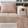 Bequemes Sofa für 2 Personen, kein Zusammenbau erforderlich, flauschiges Sofa mit einem Kissen, Seitentaschen für Fernbedienung und Handy, ordentlich und stilvoll, Khaki Bild 3